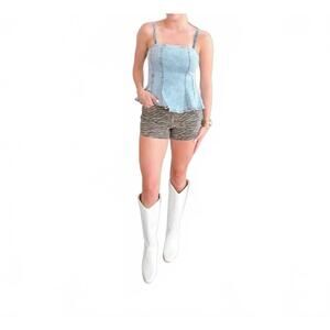NEW BABY PINK sunnyvale peplum top in denim